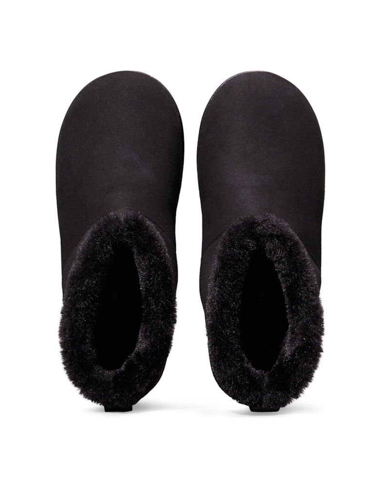 Fleece Lined Slipper Boots - Black