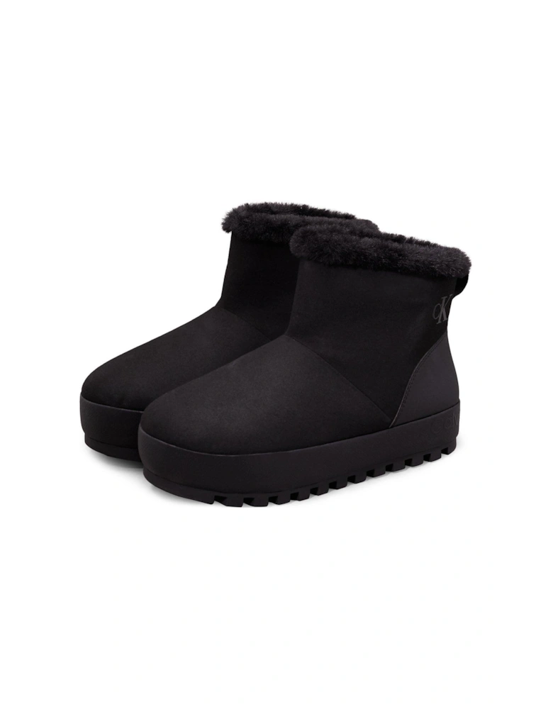 Fleece Lined Slipper Boots - Black