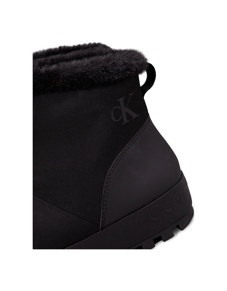 Fleece Lined Slipper Boots - Black