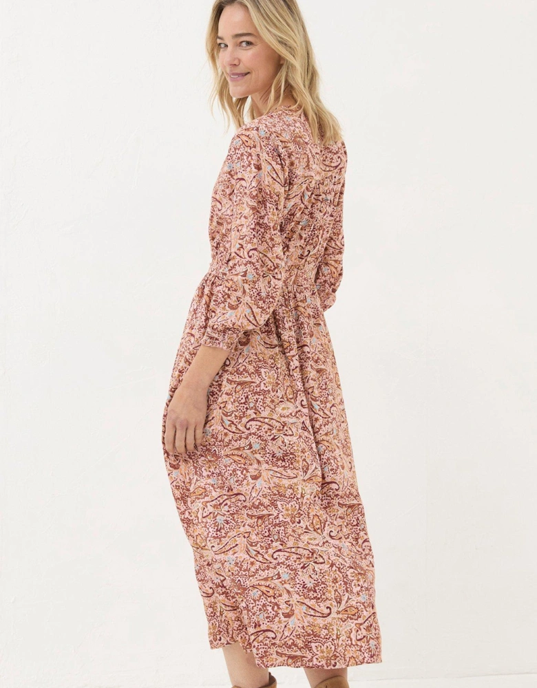 Estelle Wild Paisley Midi Dress - Pink