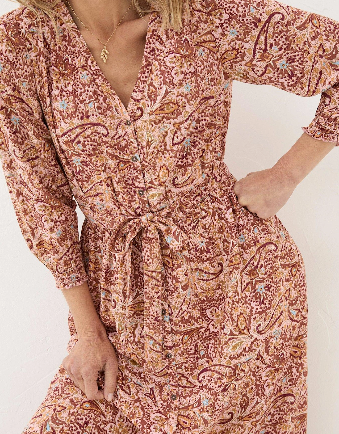 Estelle Wild Paisley Midi Dress - Pink