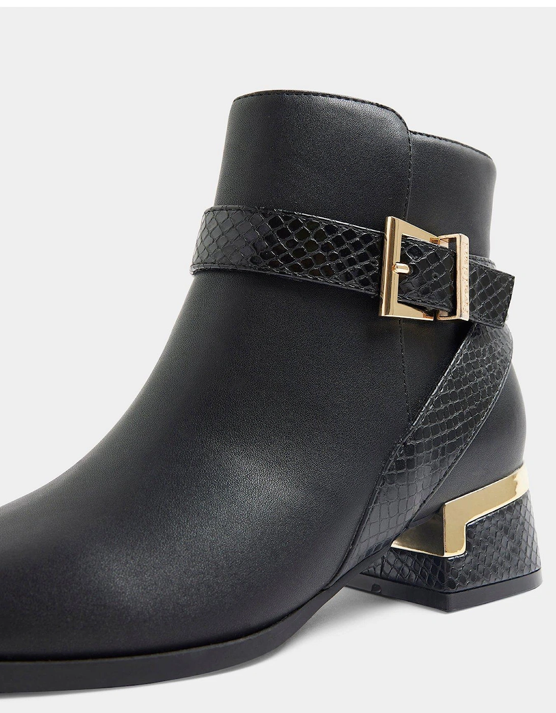 Older Girl Buckle Detail Heeled Boots - Black