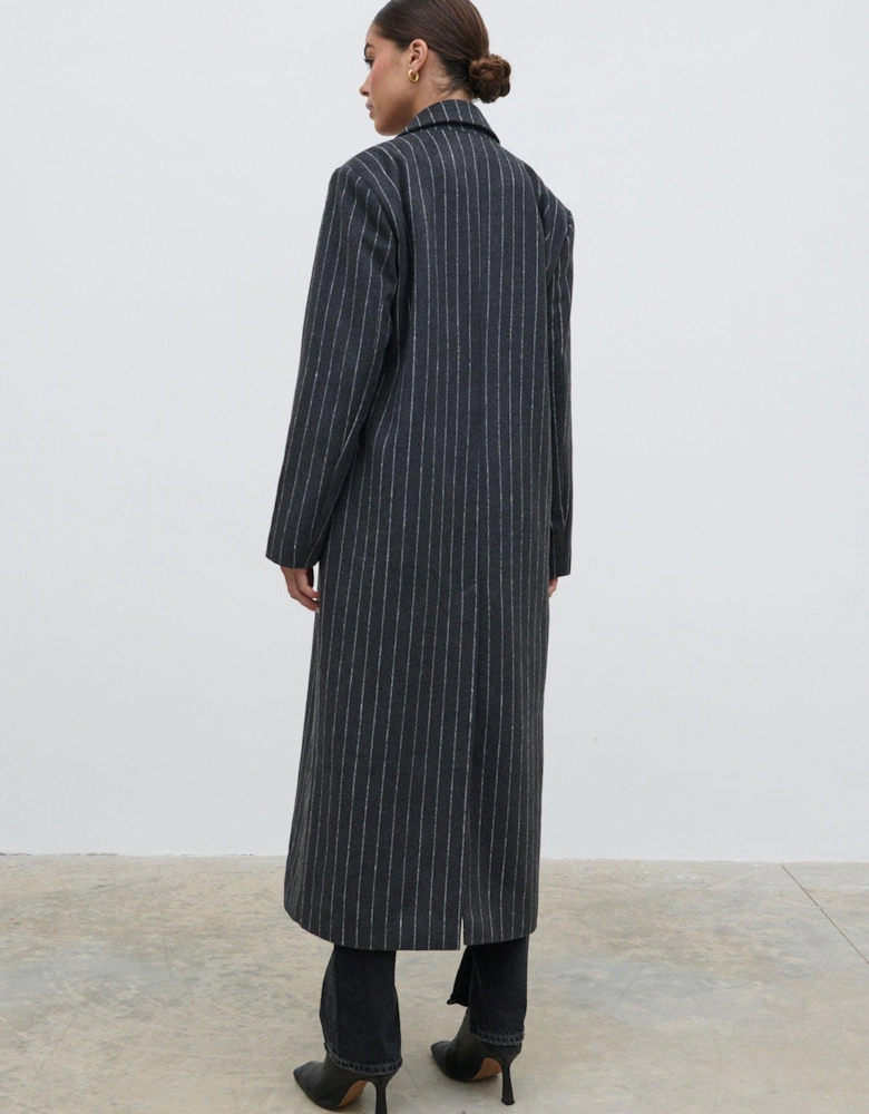 Briar Pinstripe Top Coat - Grey 