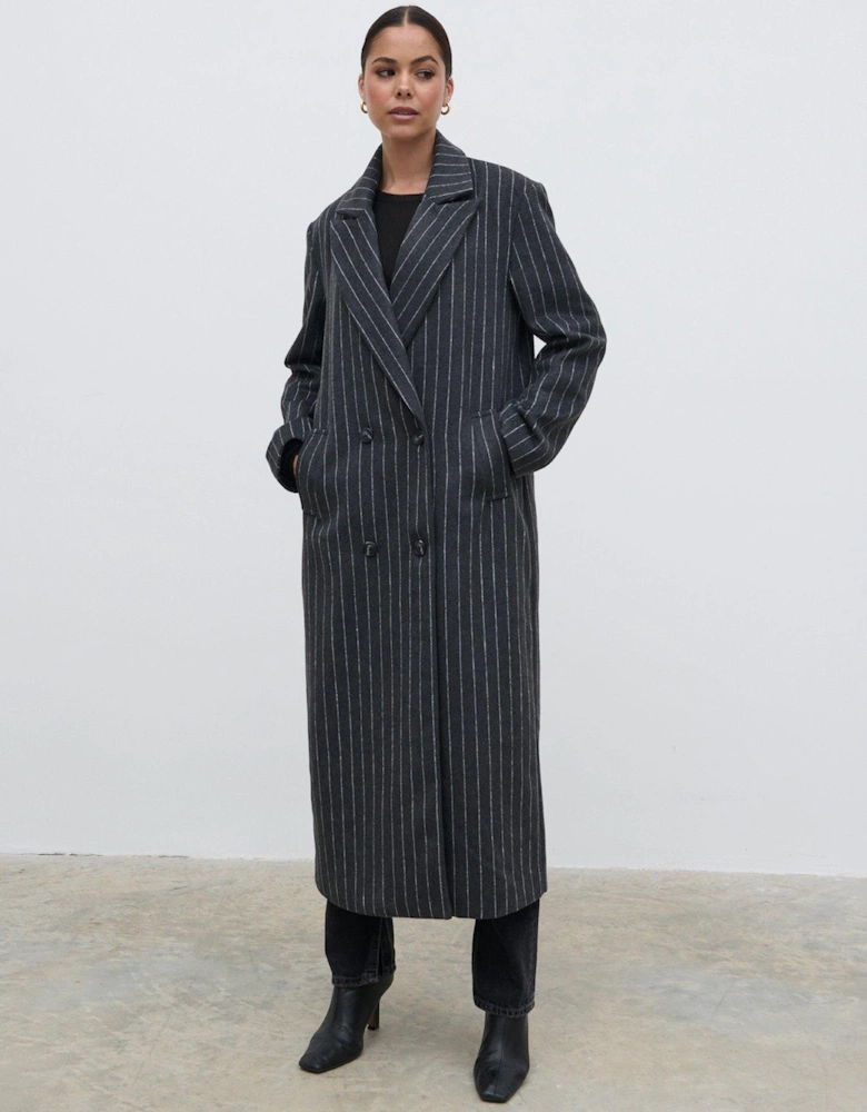 Briar Pinstripe Top Coat - Grey 