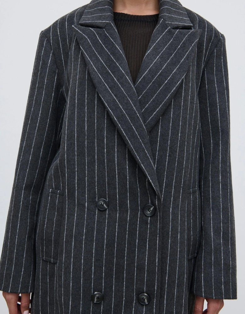 Briar Pinstripe Top Coat - Grey 