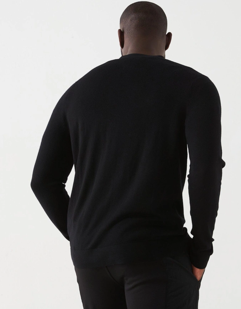 Merino Wool Knitted Cardigan - Black