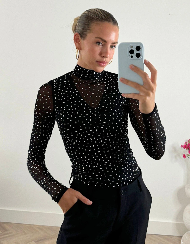 Rhinestone Bodysuit - Black