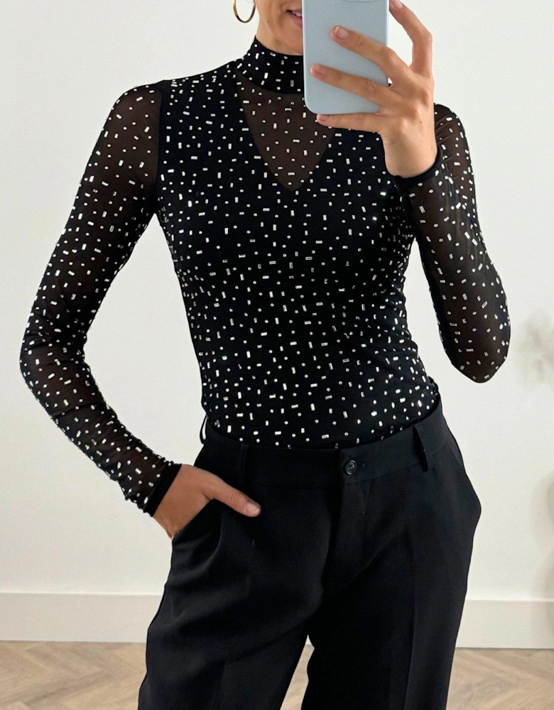 Rhinestone Bodysuit - Black