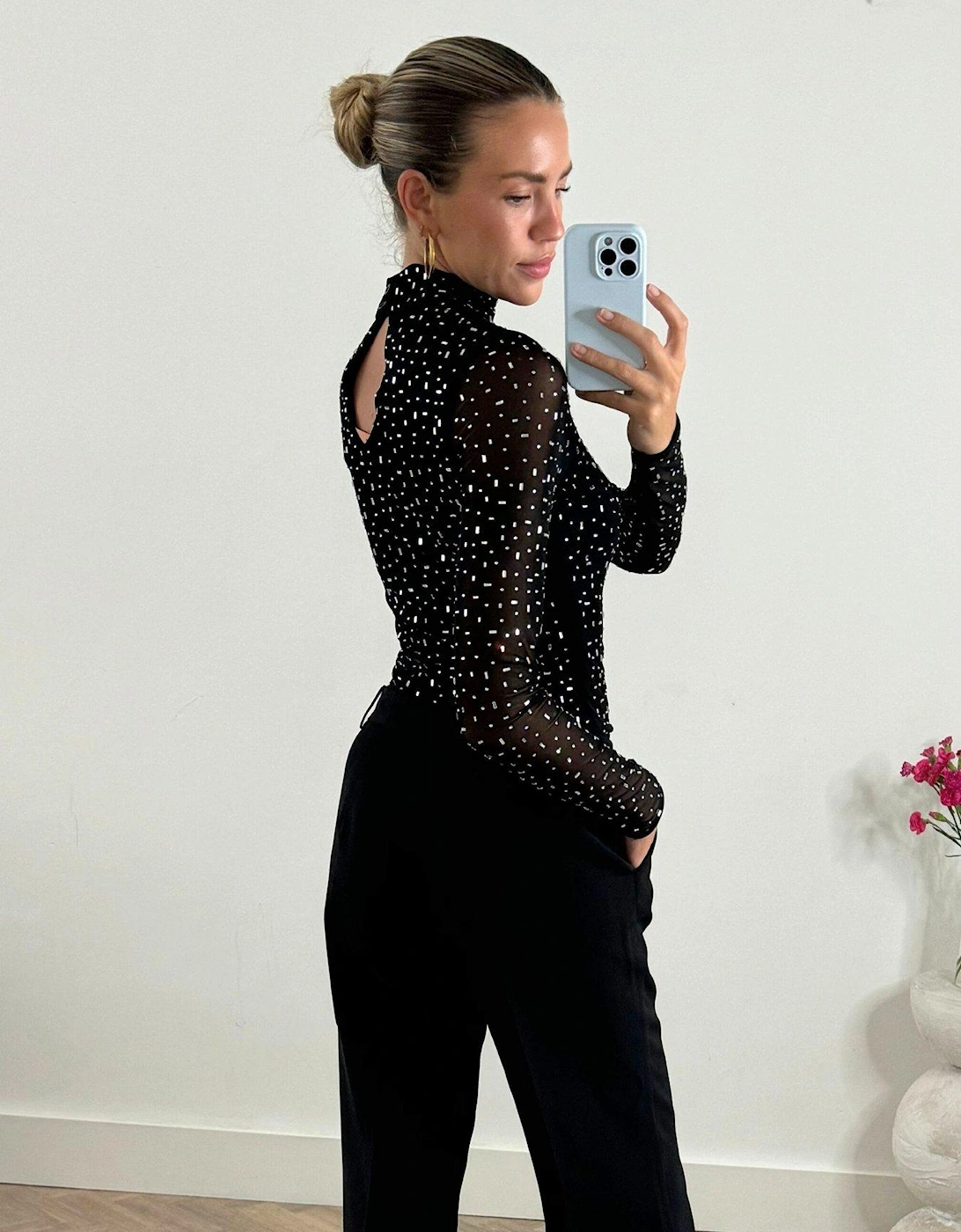 Rhinestone Bodysuit - Black
