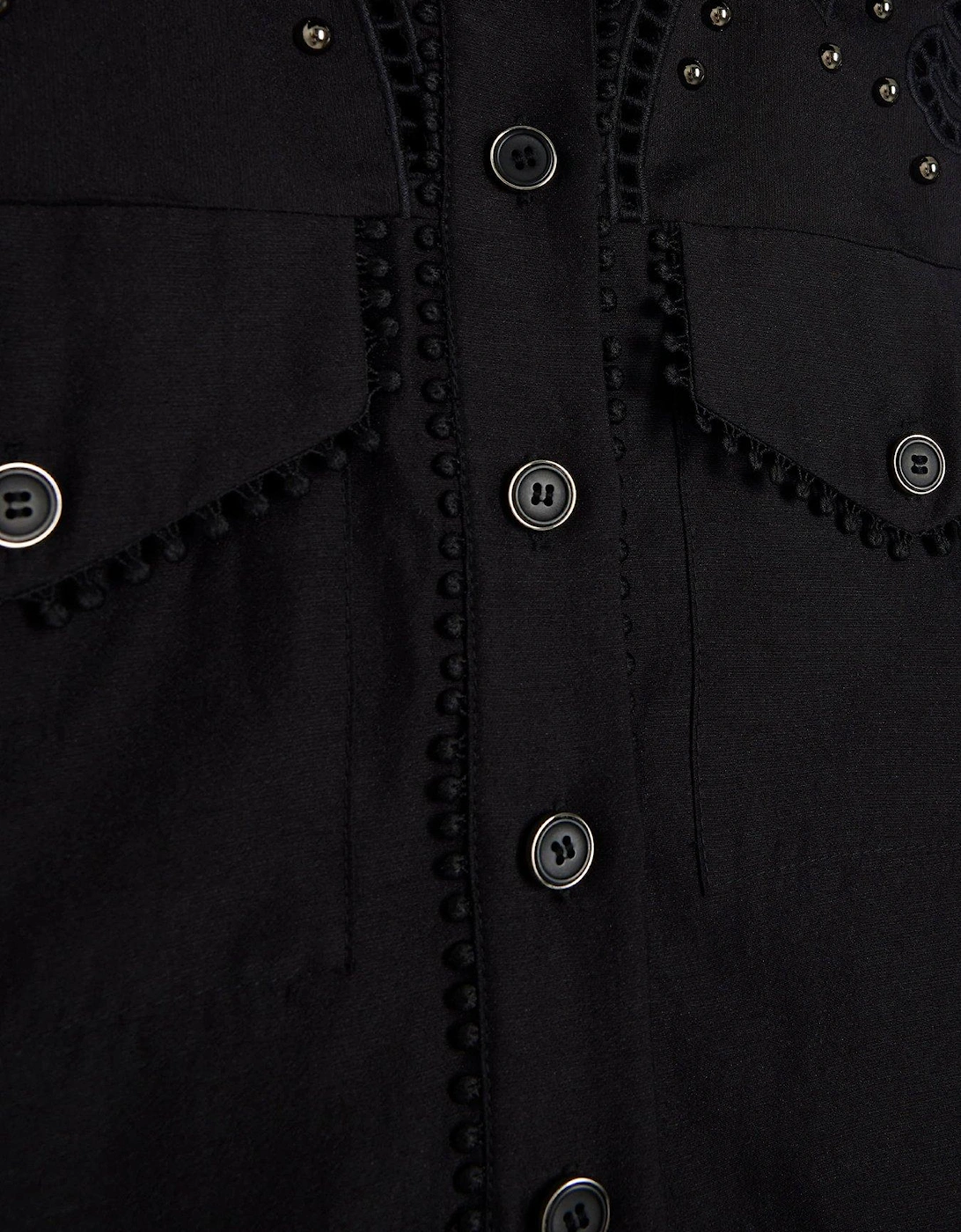 Studded Detail Western Shirt - Black
