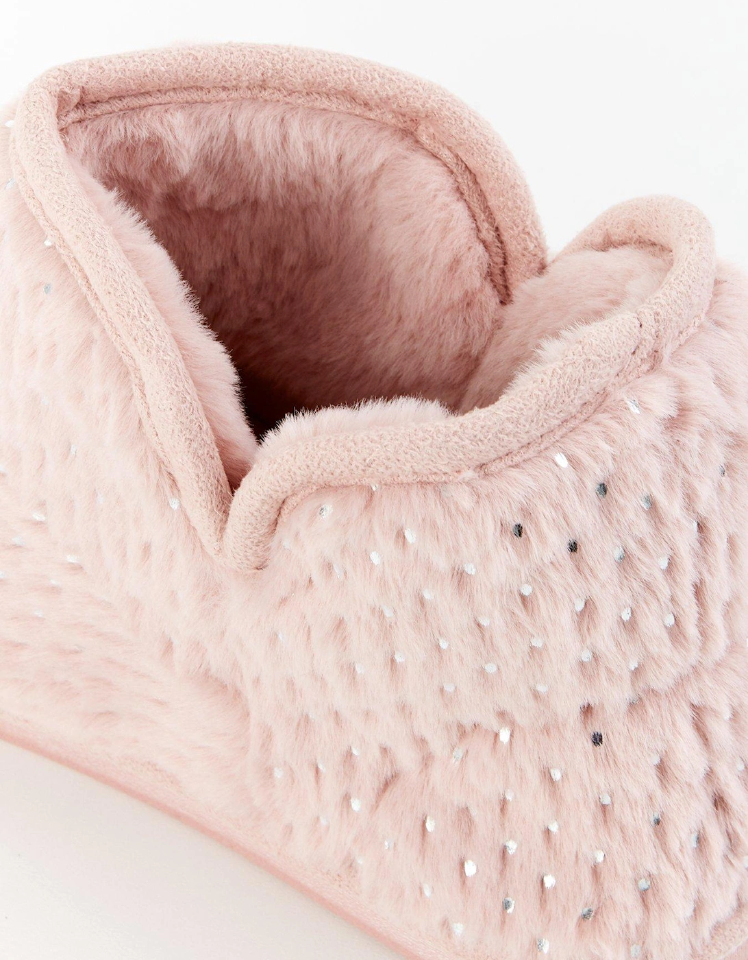 Textured Slipper Boot With Poms - Pink