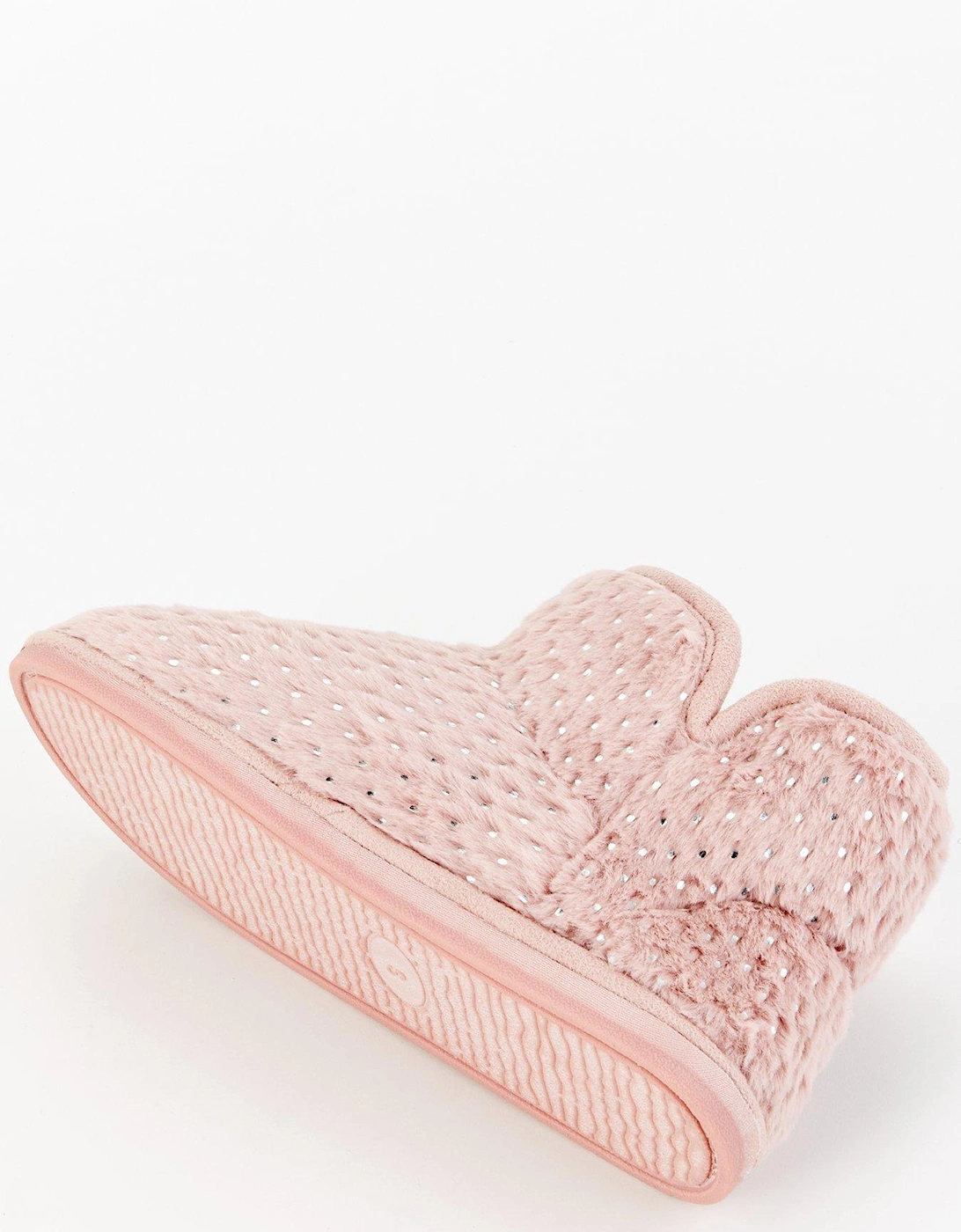 Textured Slipper Boot With Poms - Pink