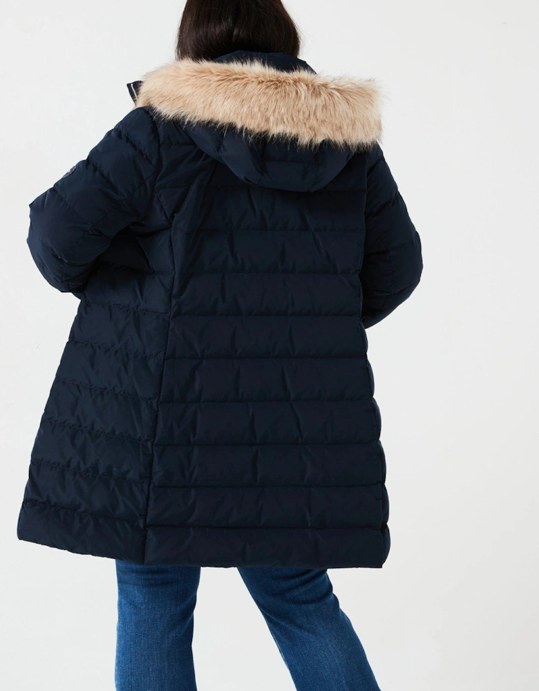 Plus Tyra Heritage Coat With Fur - Navy