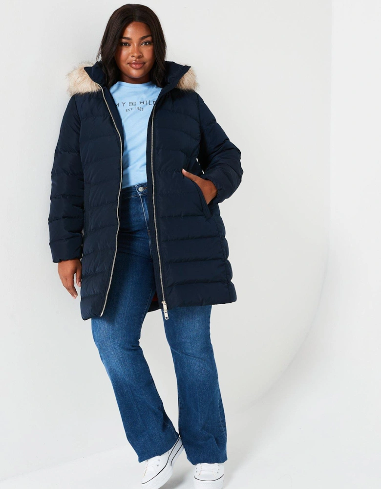 Plus Tyra Heritage Coat With Fur - Navy