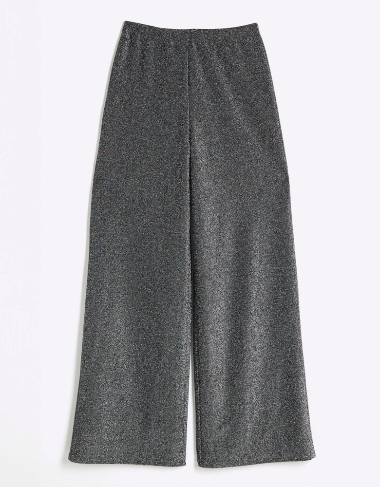 Metallic Wide Leg Trouser - Black