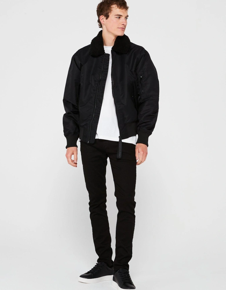 Aviator Sherpa Bomber Jacket - Black