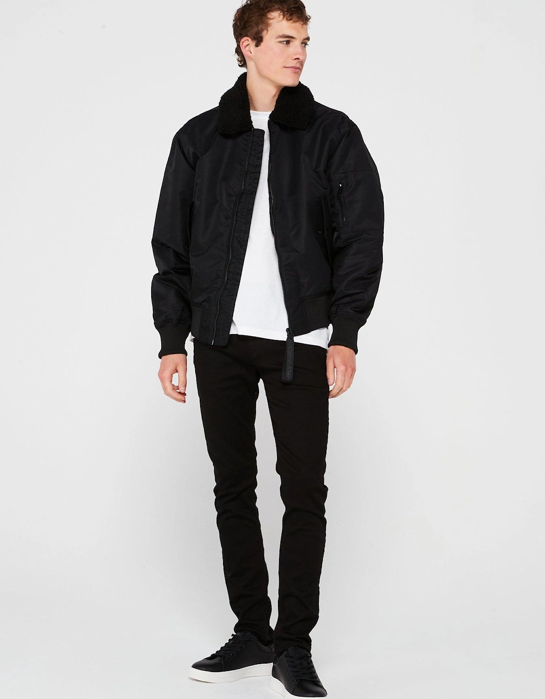 Aviator Sherpa Bomber Jacket - Black