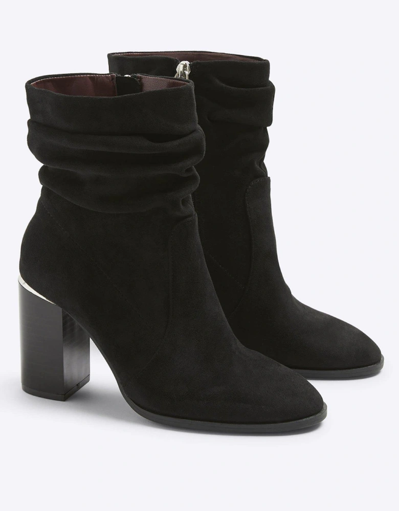 Slouch Heeled Ankle Boot - Black