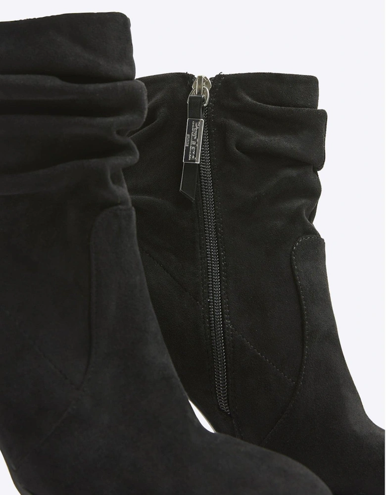 Slouch Heeled Ankle Boot - Black