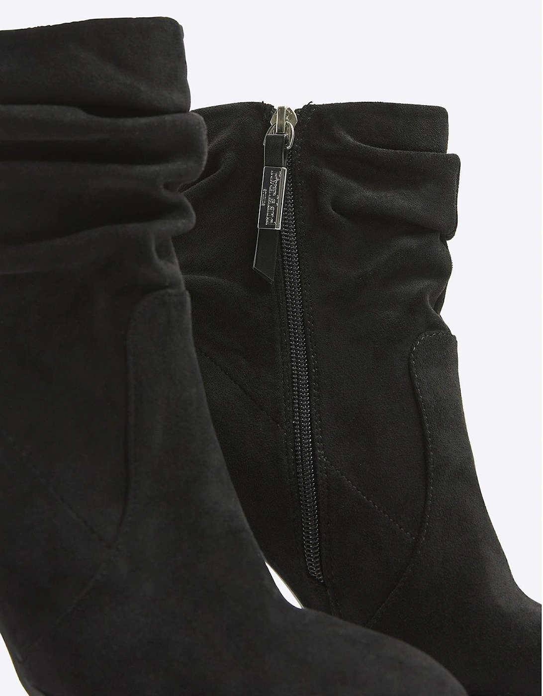 Slouch Heeled Ankle Boot - Black