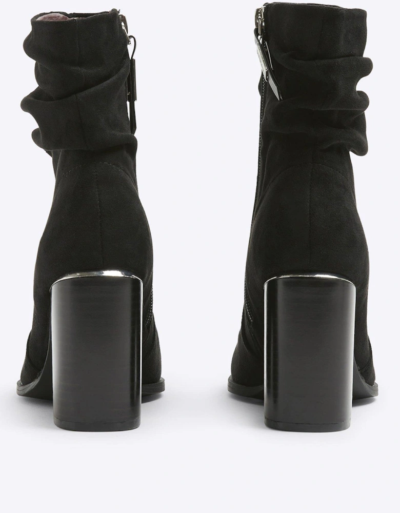 Slouch Heeled Ankle Boot - Black