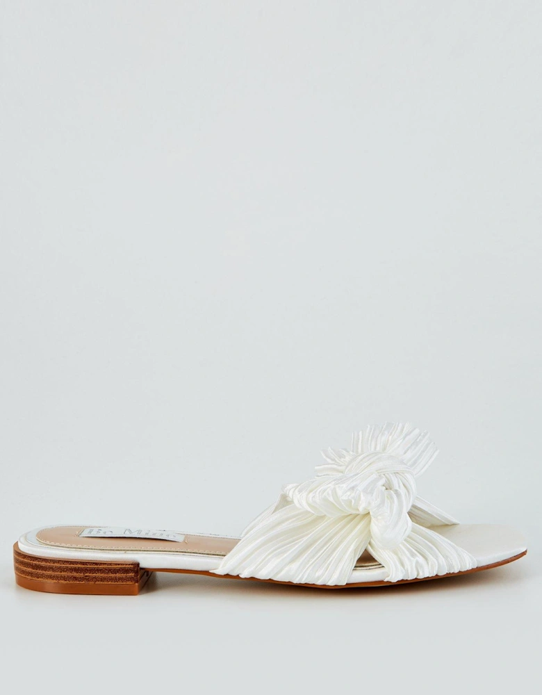 Bowie Bridal Knot Flat Sandal - Ivory