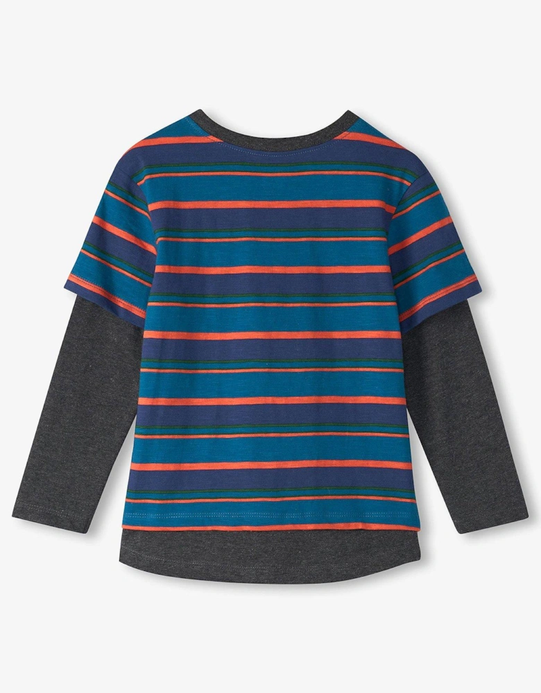 Boys Stripe 2 In 1 Long Sleeve T-Shirt - Multi