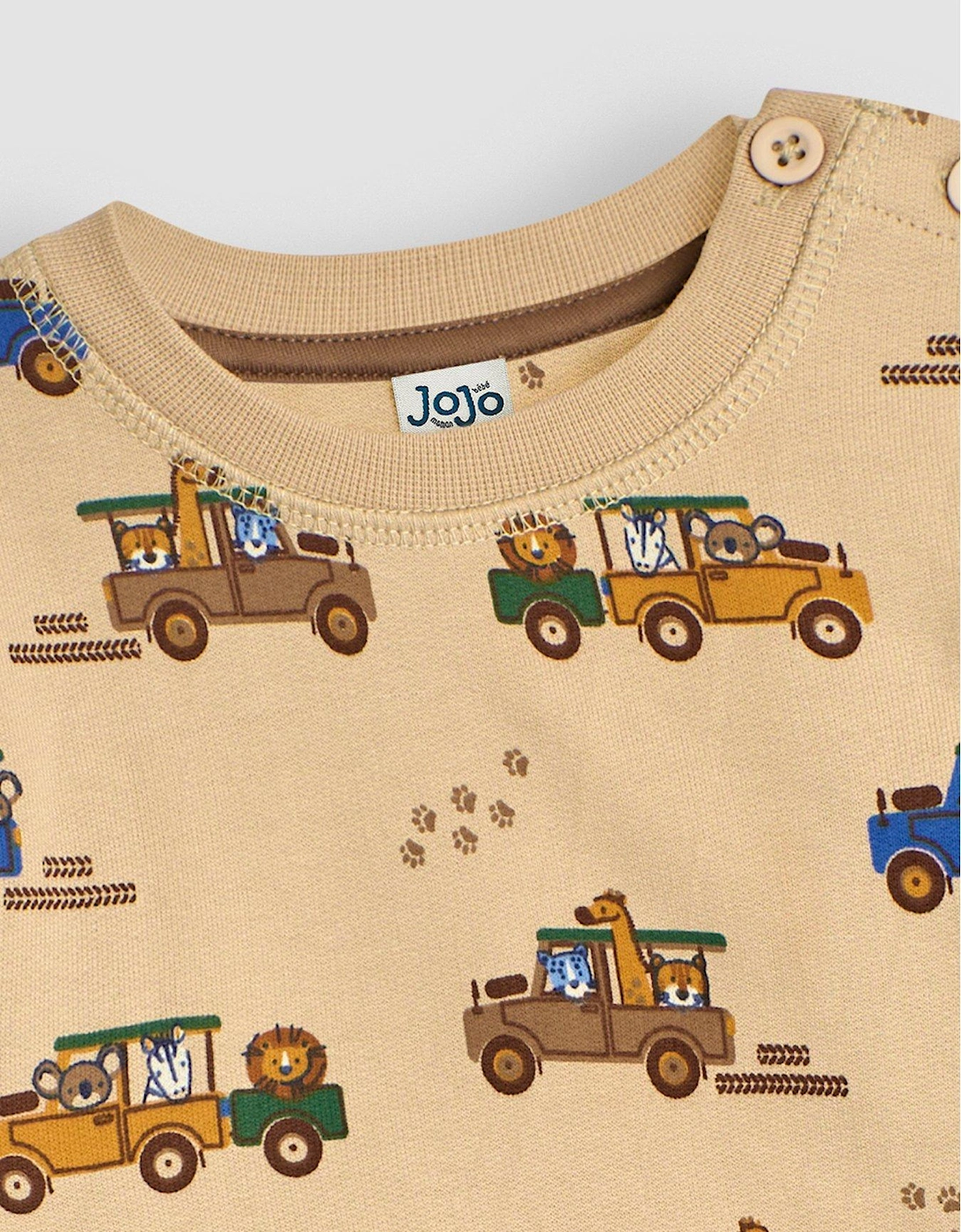 Boys Safari Jeep Printed Sweatshirt - Beige