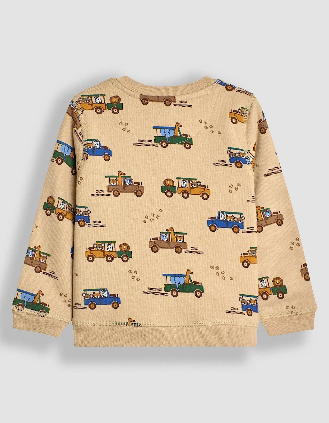 Boys Safari Jeep Printed Sweatshirt - Beige