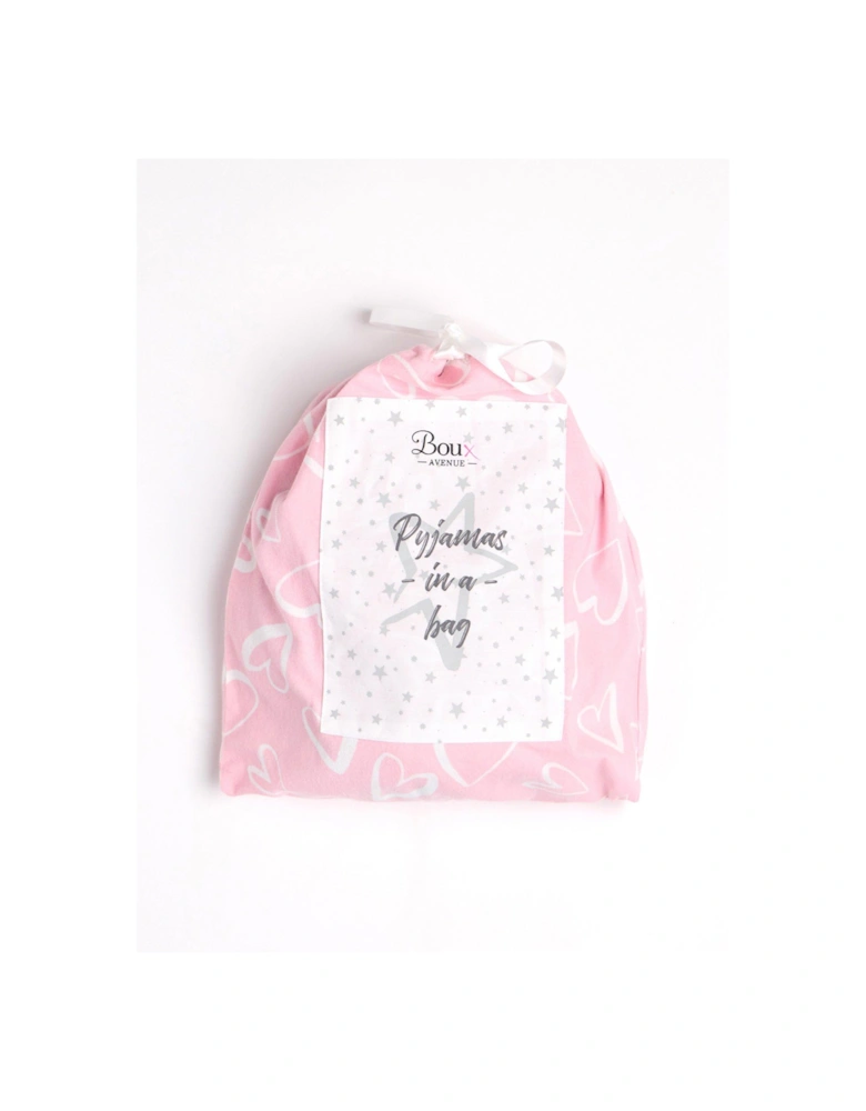 Heart Fleece Pj In A Bag - Pink Mix