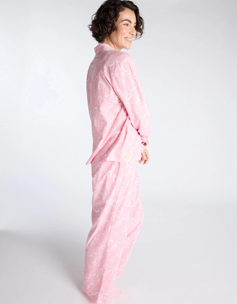 Heart Fleece Pj In A Bag - Pink Mix