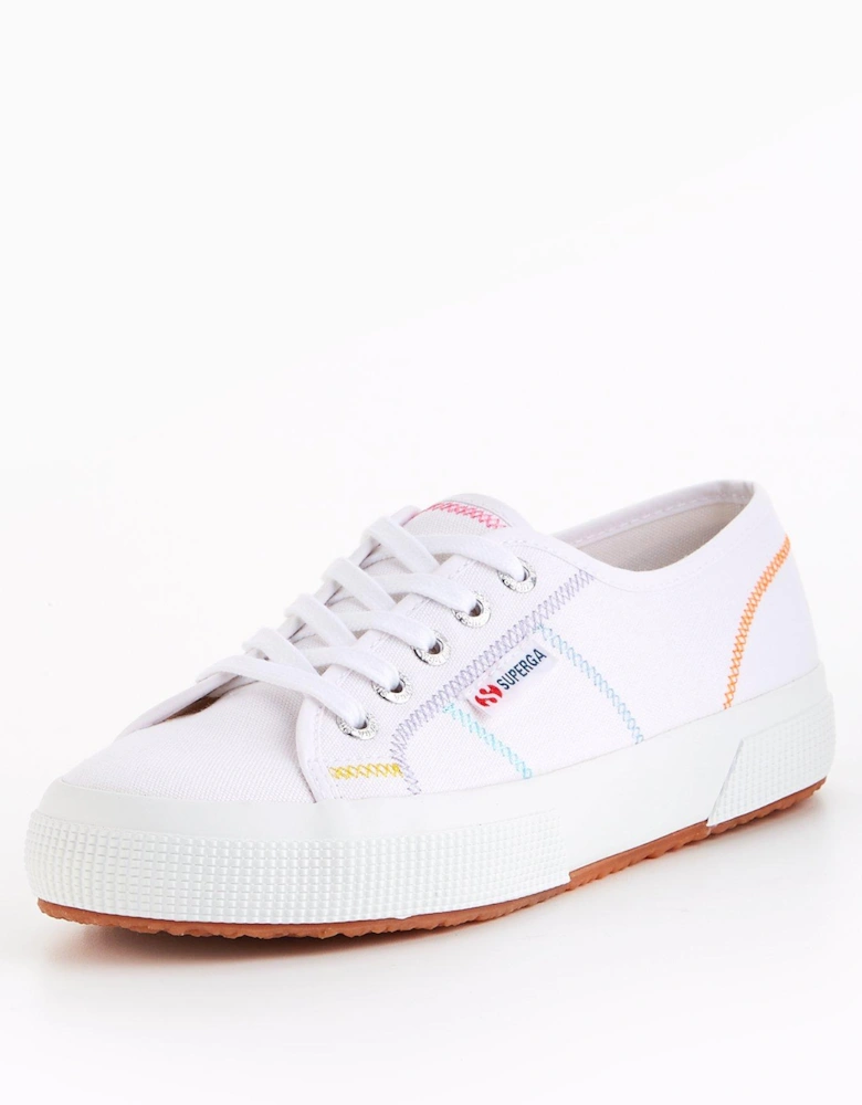 2750 Multicolour Cross Stitching Plimsolls - White Multicolor Stitching