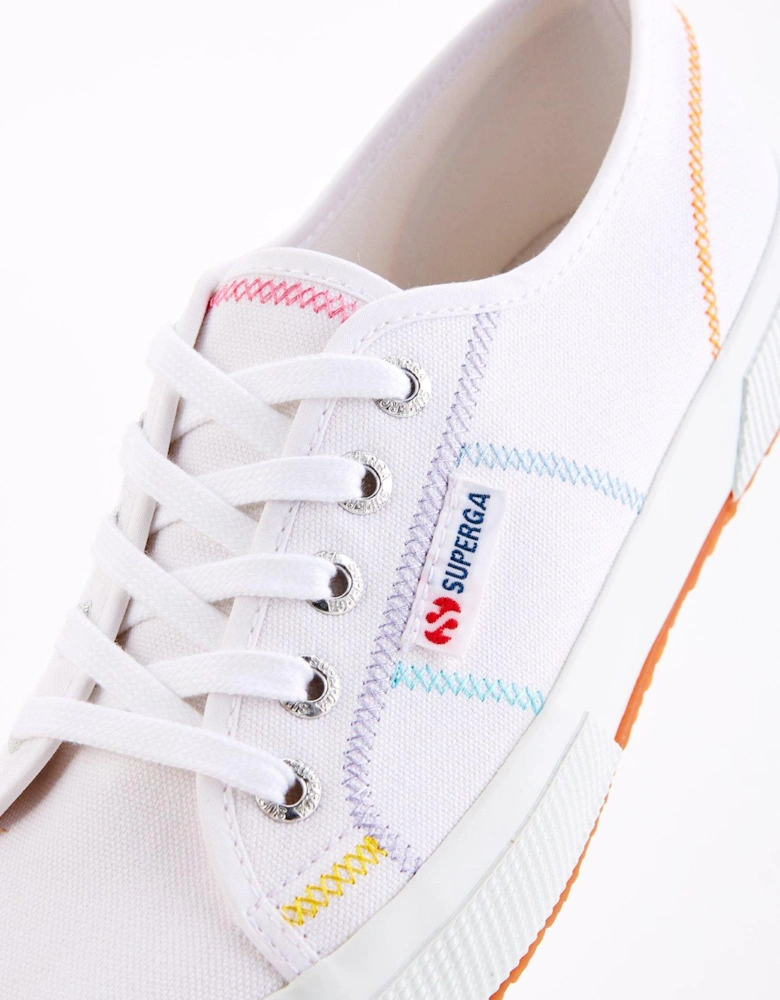 2750 Multicolour Cross Stitching Plimsolls - White Multicolor Stitching