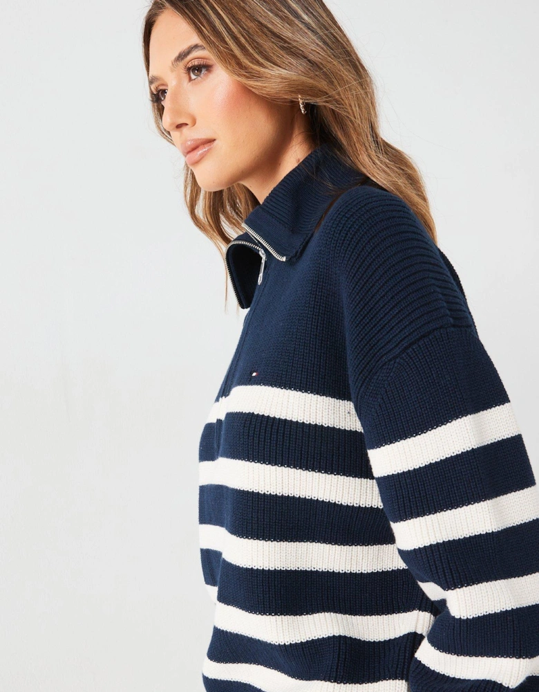 1/2 Zip Knitted Jumper - Multi