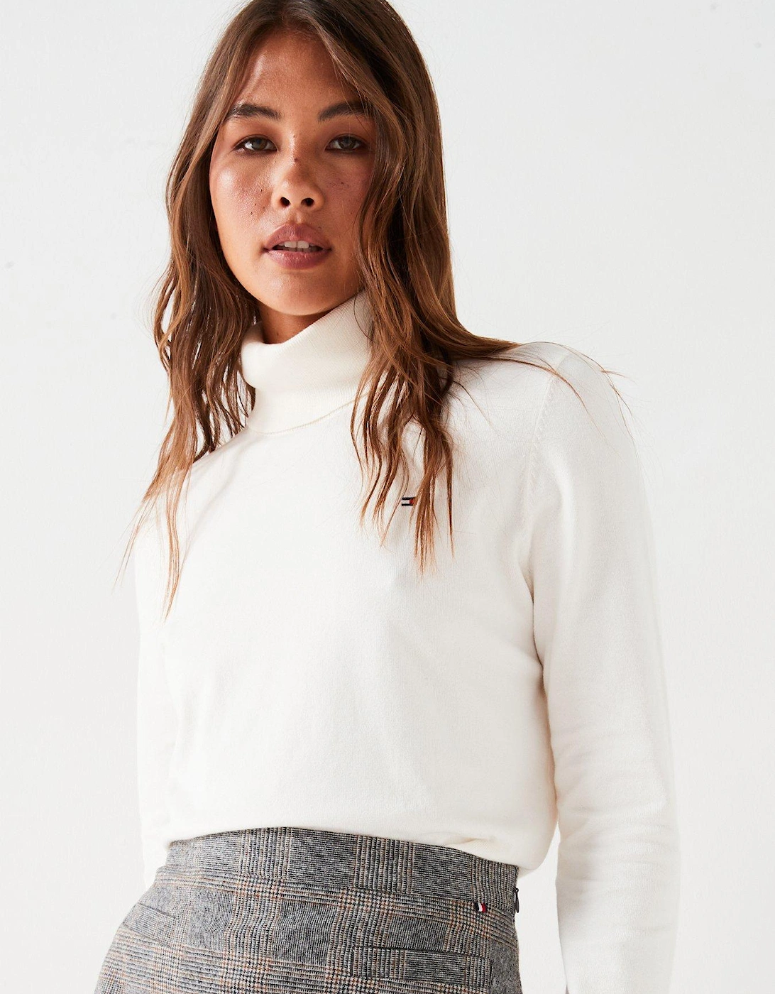 Jersey Roll Neck Top - White