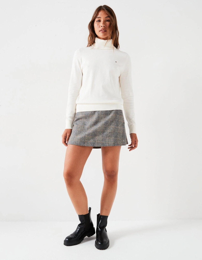 Jersey Roll Neck Top - White