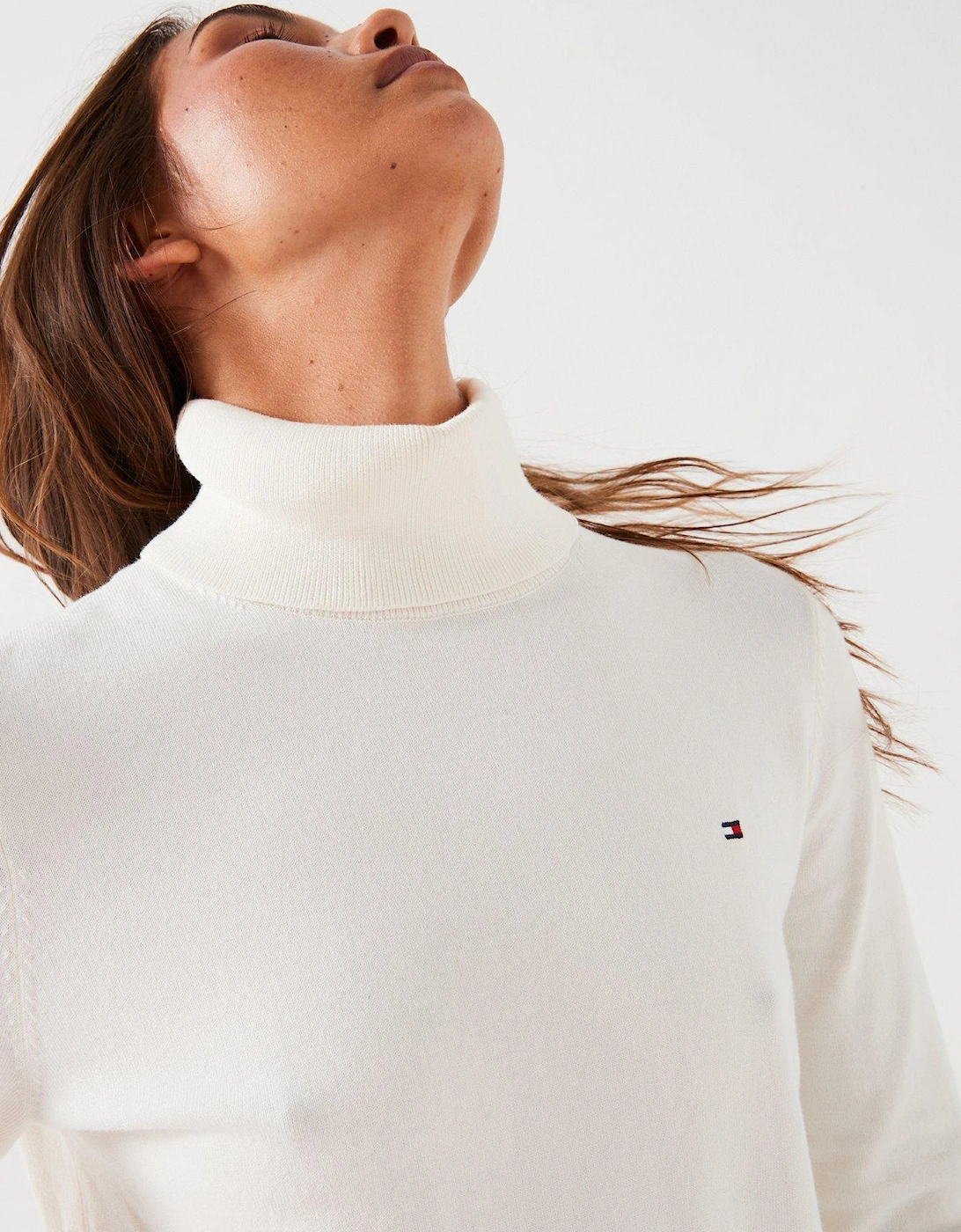 Jersey Roll Neck Top - White