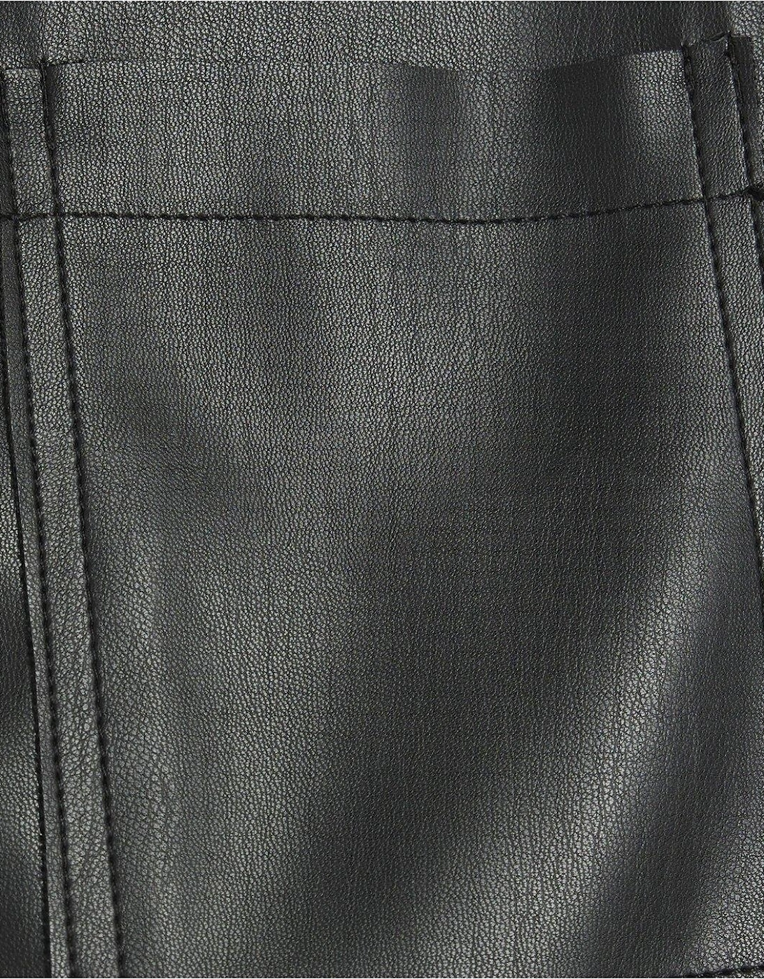 Faux Leather Patch Pocket Mini Skirt - Black