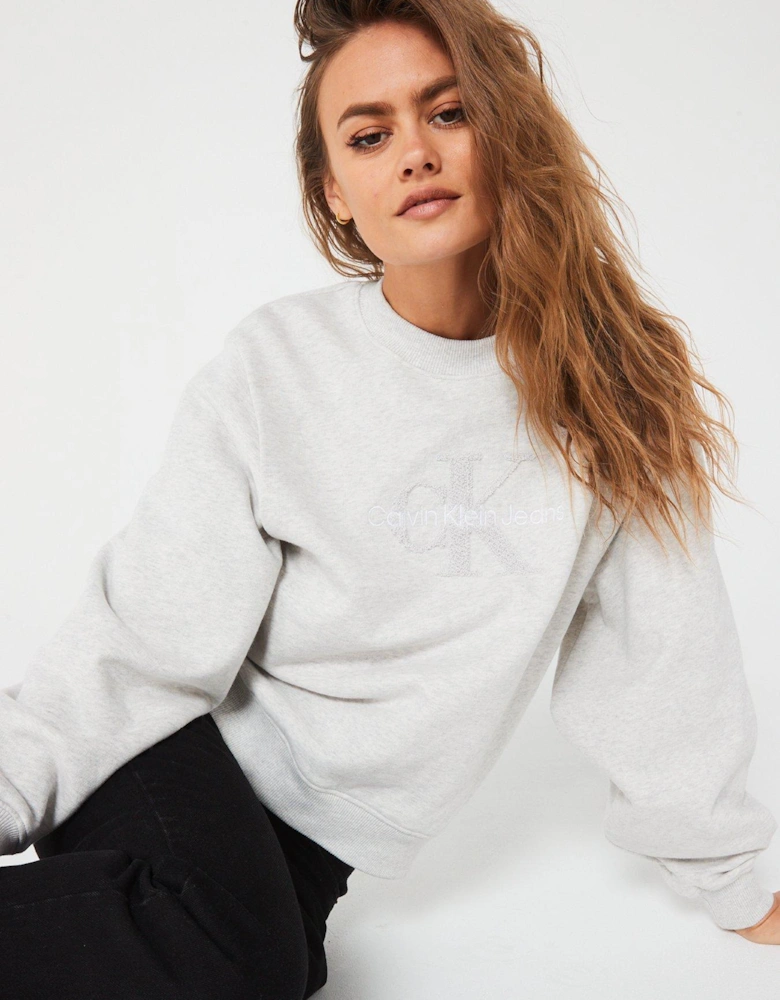 Chenille Monologo Sweatshirt - Grey