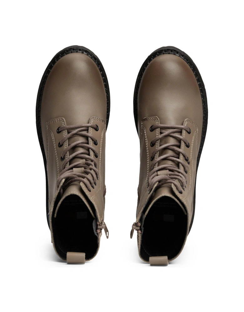 Logo Lace Up Boots - Brown