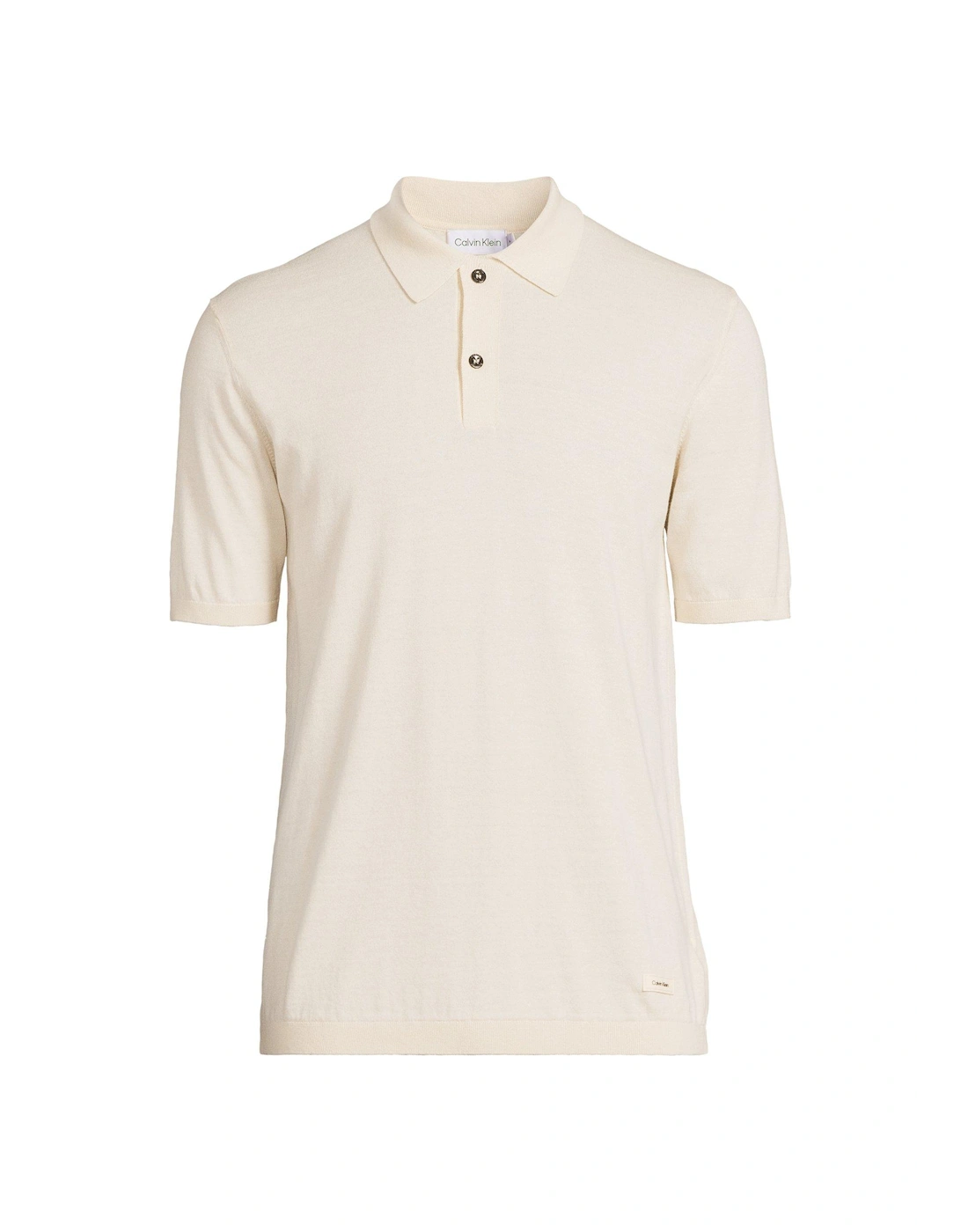 Cotton Silk Knitted Polo Shirt - Light Beige