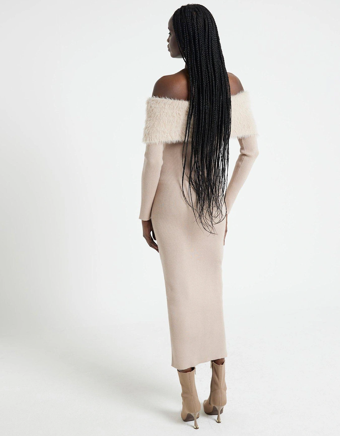 Bardot Knit Midi Dress - Beige