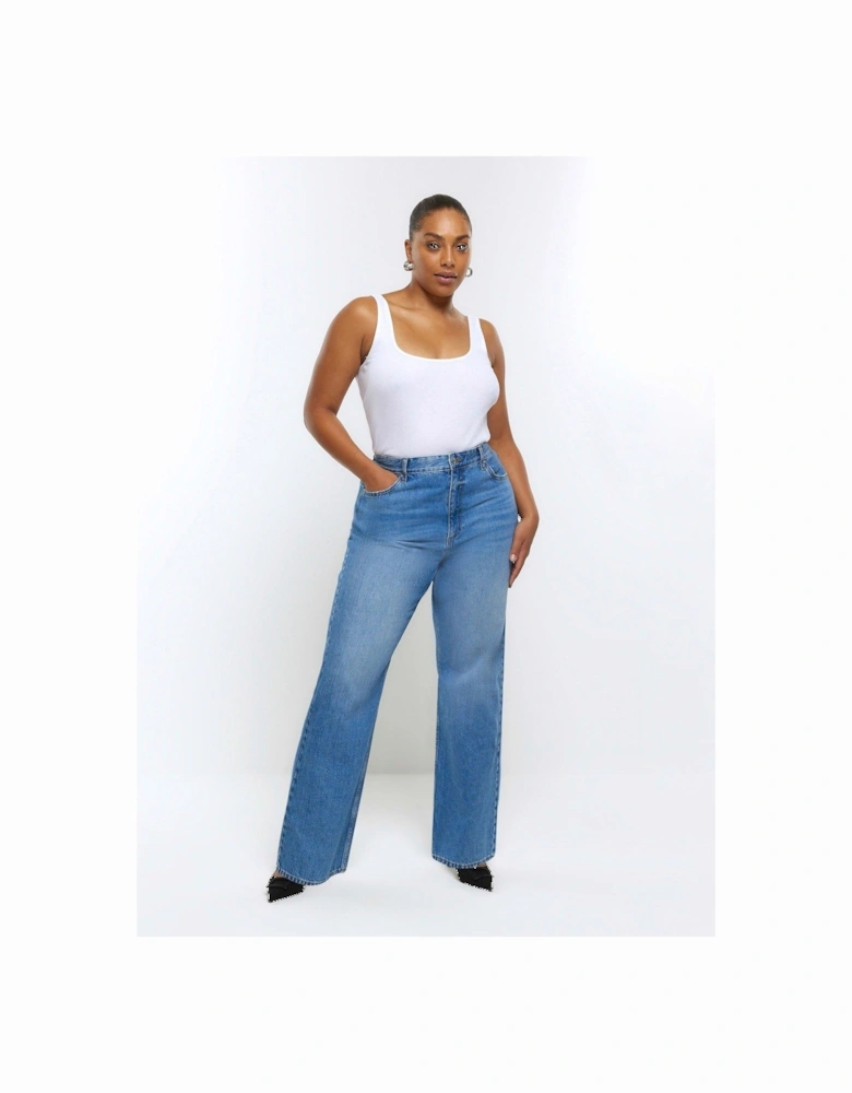 90s Long Straight Jagger Jeans - Blue