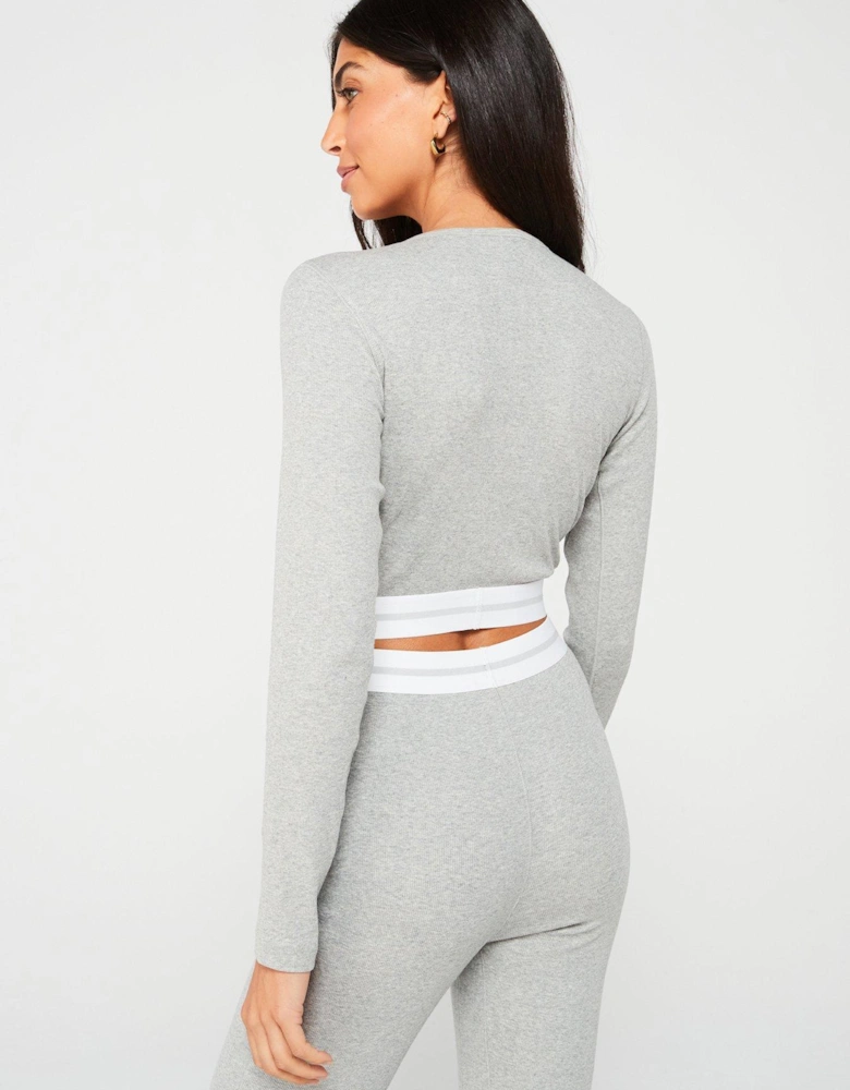 Long Sleeve Crop Top - Grey