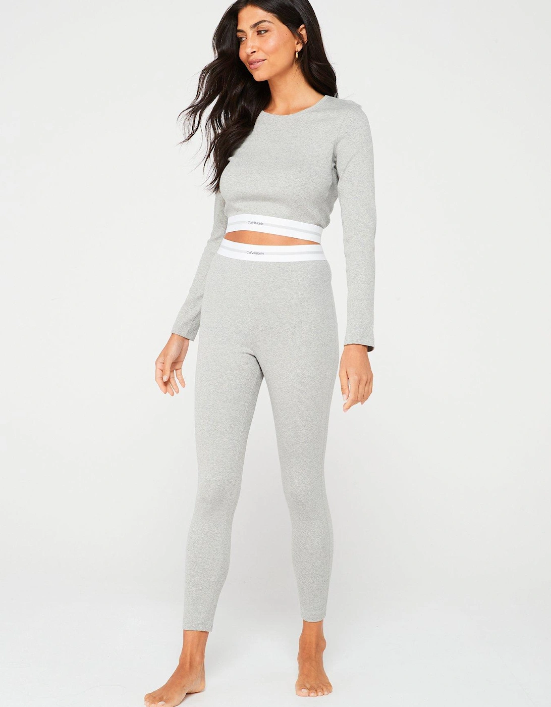 Long Sleeve Crop Top - Grey