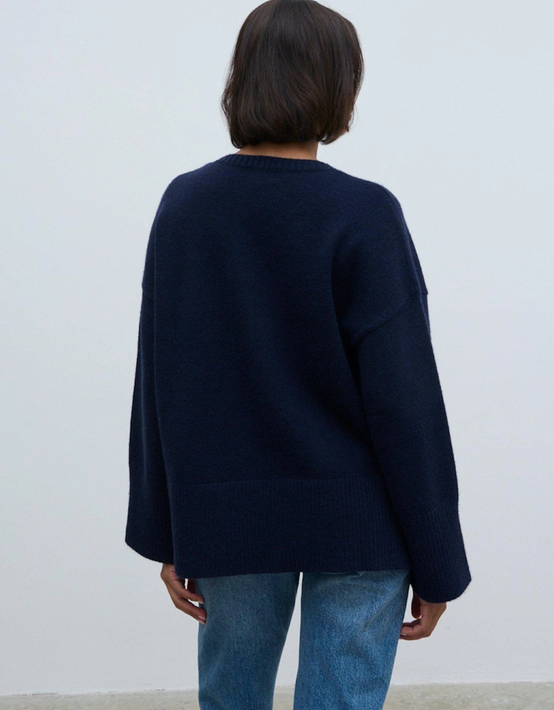 Finnity Slouchy Crew Neck Jumper - Navy