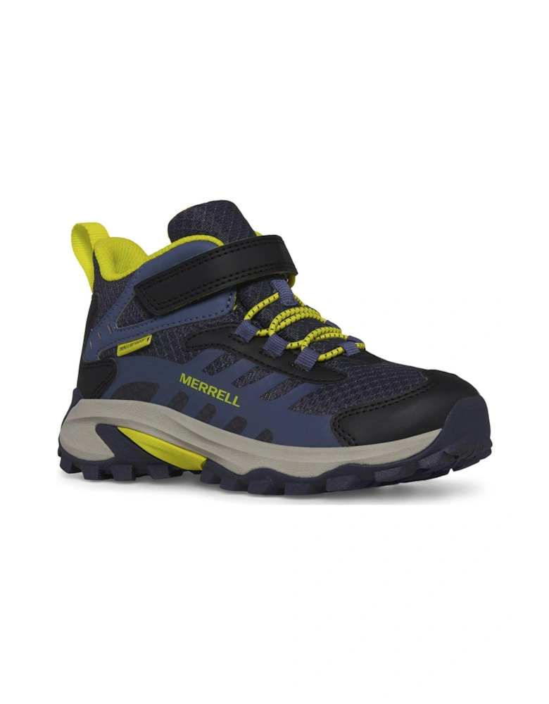 Kids Moab Speed 2 Midi Waterproof Hiking Boots - Hi Viz/Navy