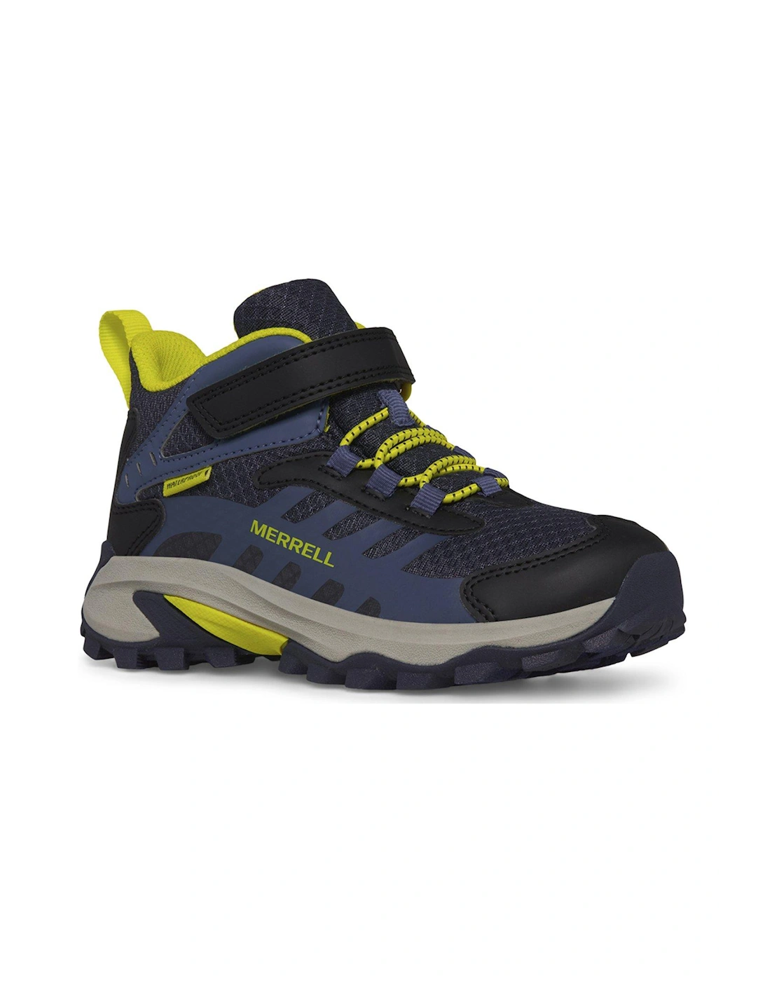 Kids Moab Speed 2 Midi Waterproof Hiking Boots - Hi Viz/Navy