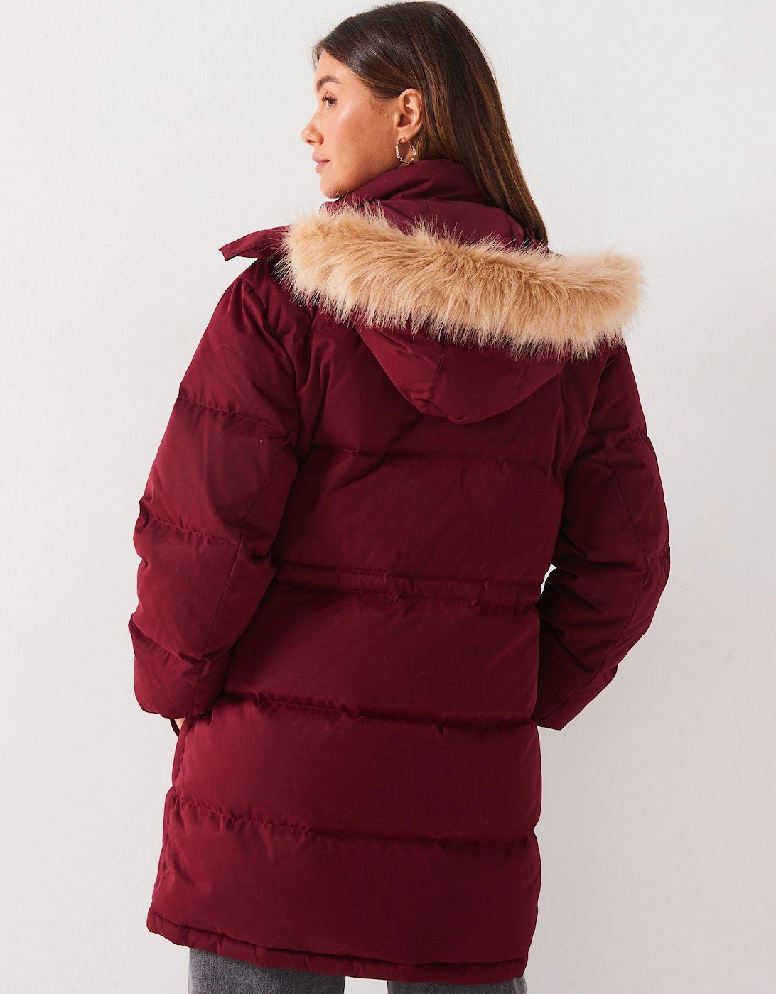 Alaska Mid-Length Padded Jacket - Red