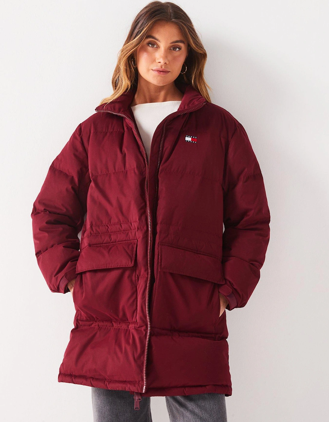 Alaska Mid-Length Padded Jacket - Red